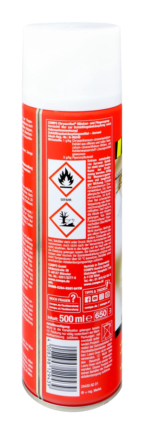 Compo Chrysanthol Mücken-und Fliegenspray - 0,5 L 2 Compo Chrysanthol Mücken-und Fliegenspray - 0,5 L – Bild 2