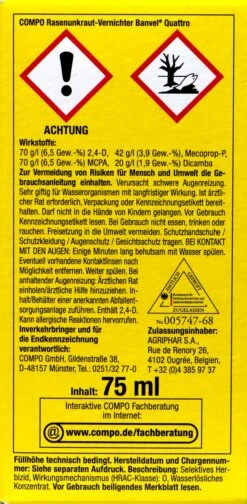 Compo Rasenunkraut-Vernichter Banvel Quattro - 75 Ml -Compo Verkaufsgeschäft Compo20Rasenunkraut Vernichter20Banvel20Quattro 33419 L01