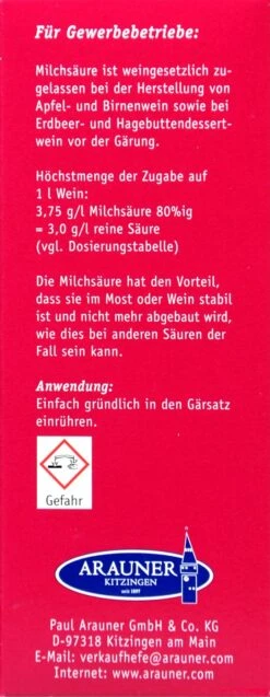 Kitzinger Milchsäure 80 % - 125 G -Compo Verkaufsgeschäft Milchsaeure 15148 R01